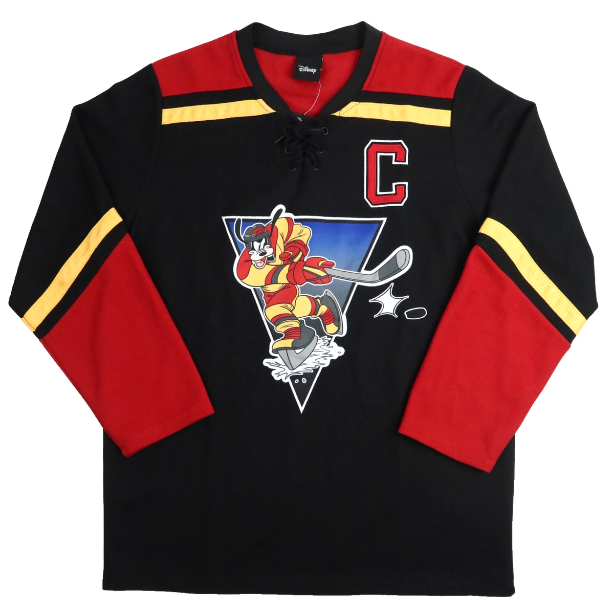 Disney Goofy Hockey Jersey Men Medium Red Black Captain