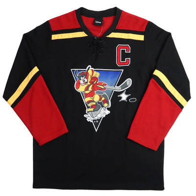Disney Goofy Hockey Jersey Men Medium Red Black Captain