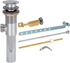 Pop-Up Lavatory Sink Drain Assembly Heavy Pattern with Lift Rod and Overflow, 17