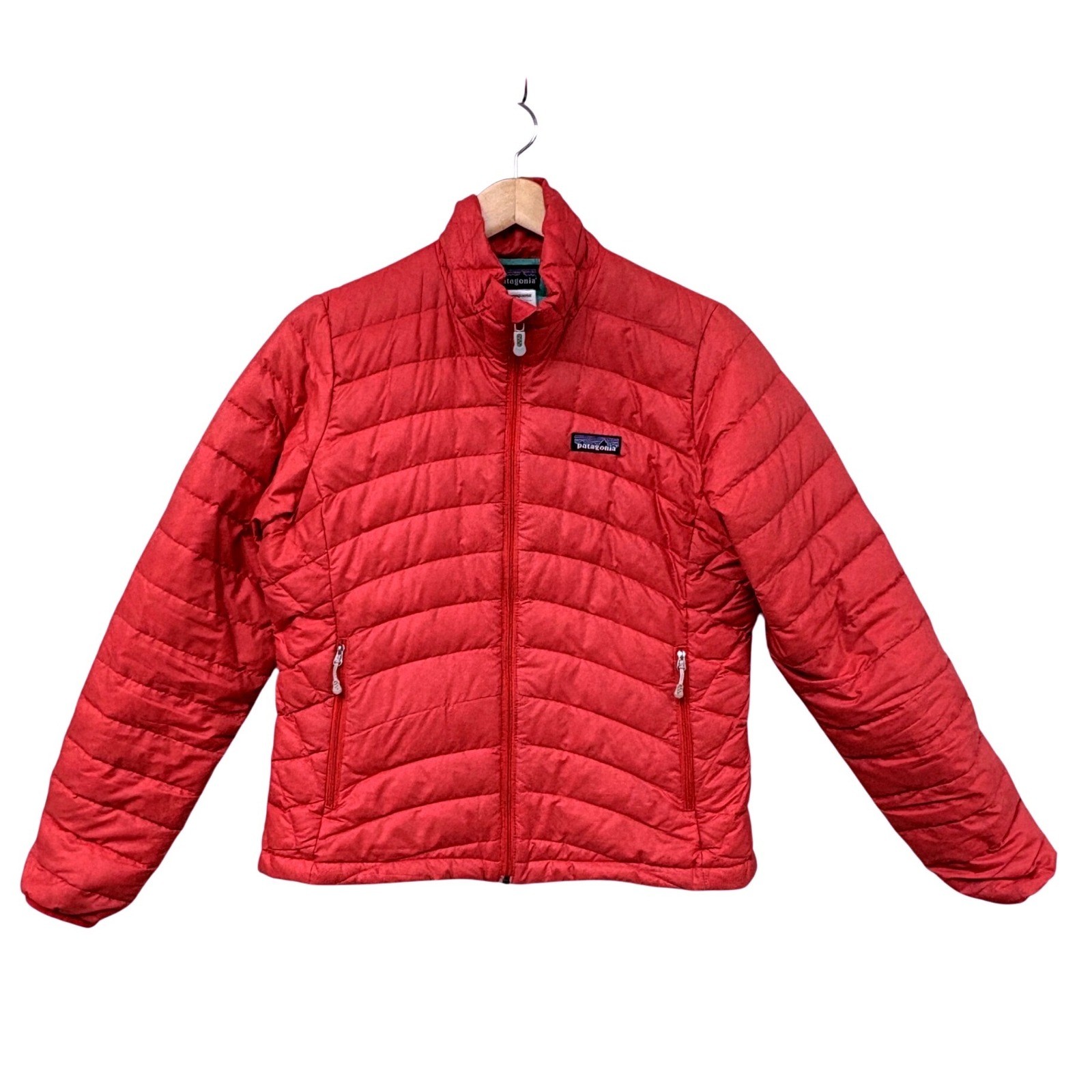 Patagonia Womens Down Sweater Jacket Coral Red green nano Puffer 84682 Small
