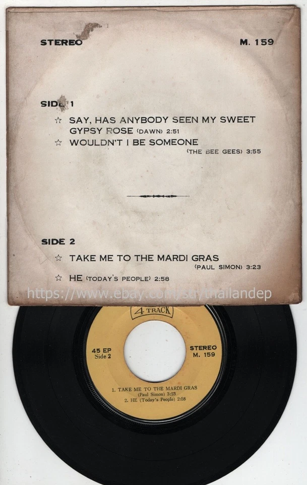 DAWN /THE BEE GEES /PAUL SIMON /TODAY'S PEOPLE THAI EP 7" THAILAND 45RPM - Image 3 of 3