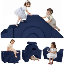 Foam Climbing Toddler Couch, Modular Kids Sofa with Slide & Stair, Convertibl...