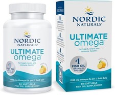 Nordic Naturals Ultimate Omega Lemon 1280mg 60ct Fish Oil EPA DHA Heart Brain