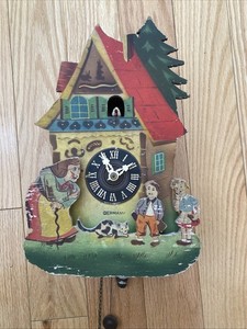 Vintage Antique RARE Black Forest Hansel and Gretchen Cukcoo Clock