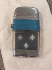 Vtg Vu-Lighter By Scripto Fleur Di Lis Blue Band Made In USA