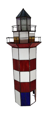 Lamp Tiffany Lighthouse large Clayre & Eef 5LL-1166 - 21x56 cm 2x E14 / max 25w 