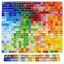 SHRJ 500Pcs Mixed Colors Glass Mosaic Tiles 10mm 10mm,