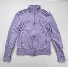 ALO Yoga Shirred Performance Track Jacket Full Zip Women Small Lavender Cool Fit