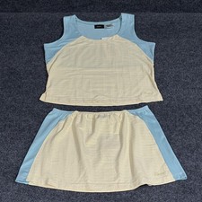 Kaelin Sportswear Tennis Outfit Womens Medium Blue Yellow Tank Top Skirt Set NWT