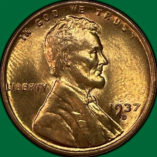 1937-D Lincoln Wheat Cent Brilliant Uncirculated BU Coin #37660