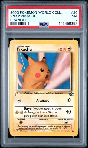 2000 POKEMON PIKACHU WORLD COLLECTION SPANISH #26 SNAP PIKACHU PSA 7