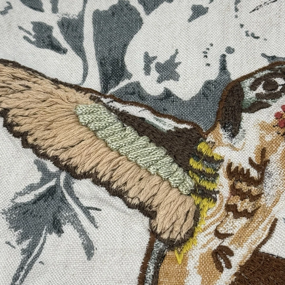 "Funda de almohada Crewel bordada para pájaros jaula verde seda espalda 17"" cuadrada" Foto 2 de 4