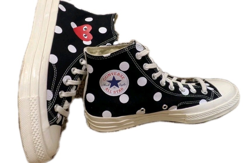 Converse Chuck Taylor Hi x CDG Comme Des Garcons PLAY Polka MNs 8 WMNs 10 EXC!