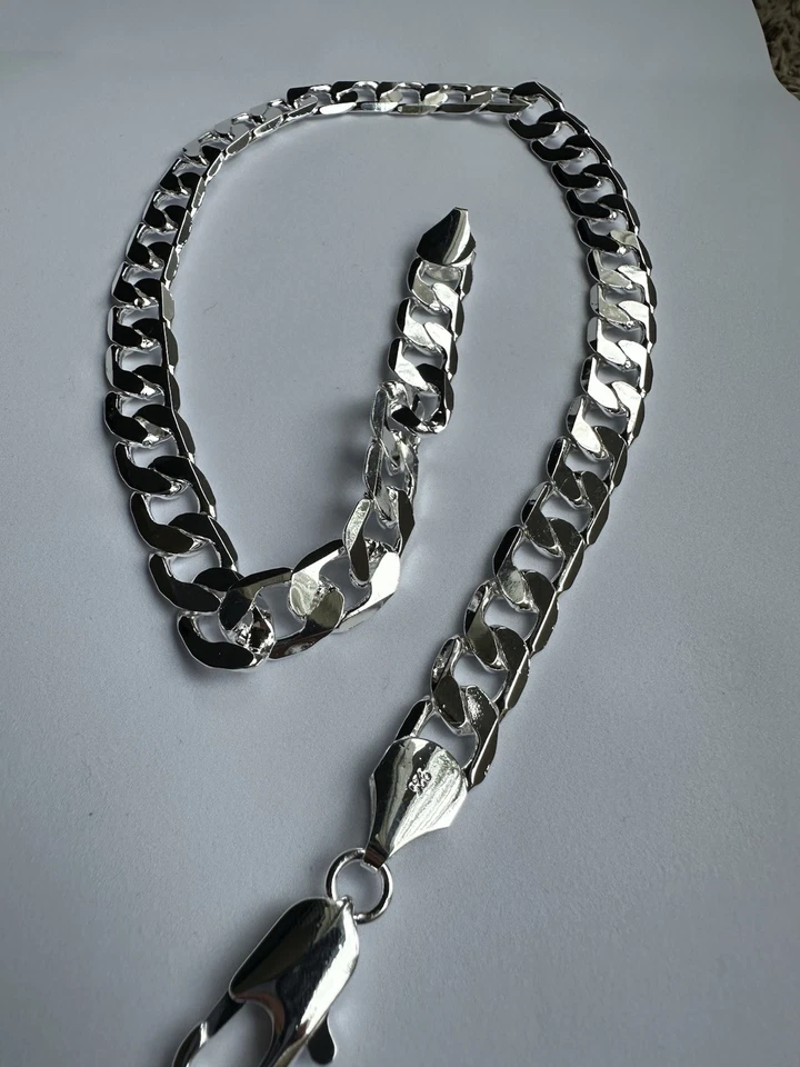 925 Sterling Silver Cuban Link Chain 12mm 50cm Heavy Necklace 66g Men Jewelry  - Bild 3 von 4
