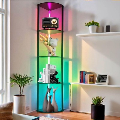 5 Tiers LED Corner Shelf ,65'' Stand Floor Lamps for 11.81 x 15.55 x 65 inches 