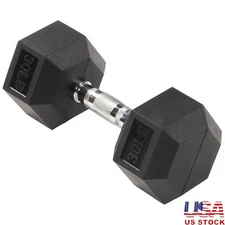 Hex Dumbbell 30lb Rubber Encased Anti-Roll Comfort Grip Strength Training New