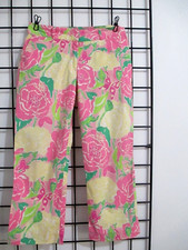 LILLY PULITZER WHITE LABEL SIZE 4 PINK, YELLOW GREEN FLORAL PRINT CAPRI S