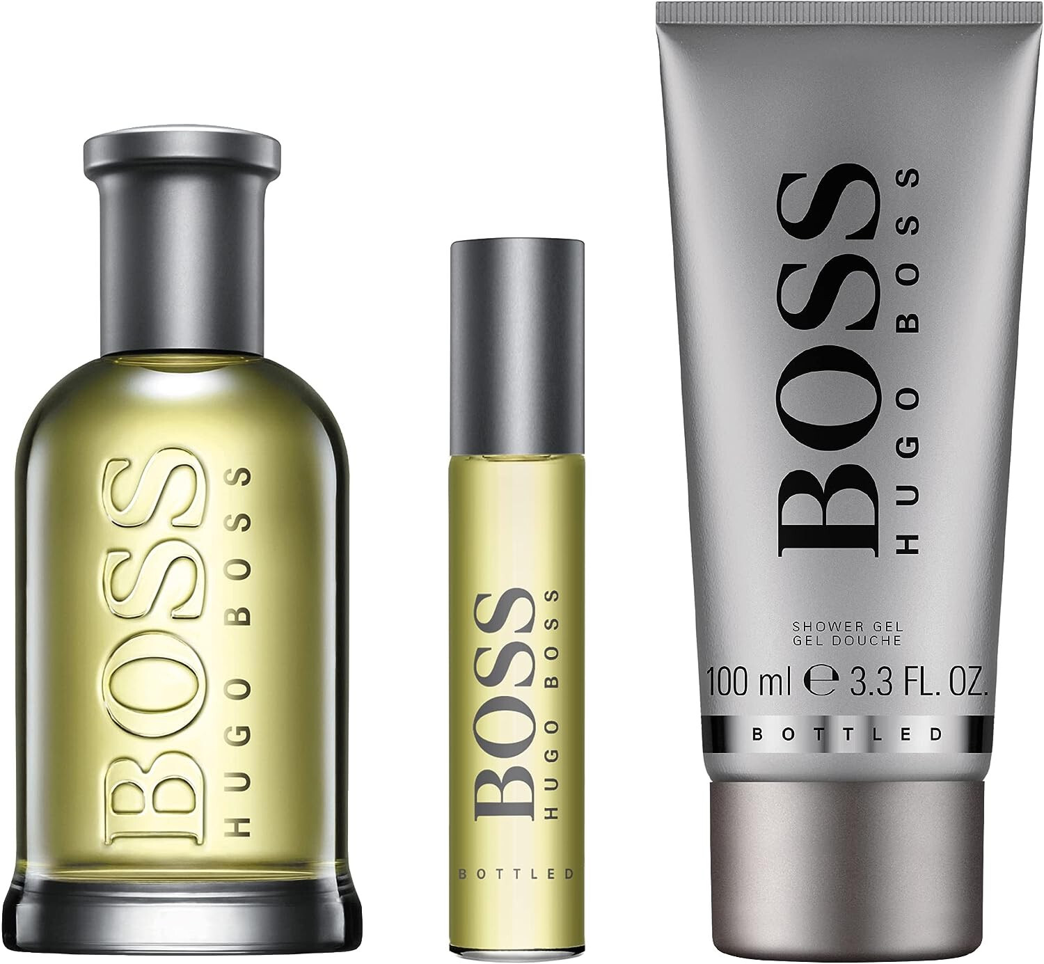 HUGO BOSS BOTTLED MENS GIFT SET 100ML EDT + 150ML SHOWER GEL + 10ML EDT