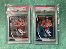 2019 Panini Absolute FOOTBALL. Drew Lock RC Broncos Rookie Card PSA 8 X2. rookie card picture