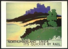 Modern Postcard: To NORTHUMBERLAND by LNER - It's Quicker (Drumahoe Ref DGR55)