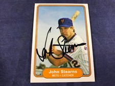 Y3-14 BASEBALL CARD - JOHN STEARNS METS - AUTOGRAPHED - 1982 FLEER - CARD #537