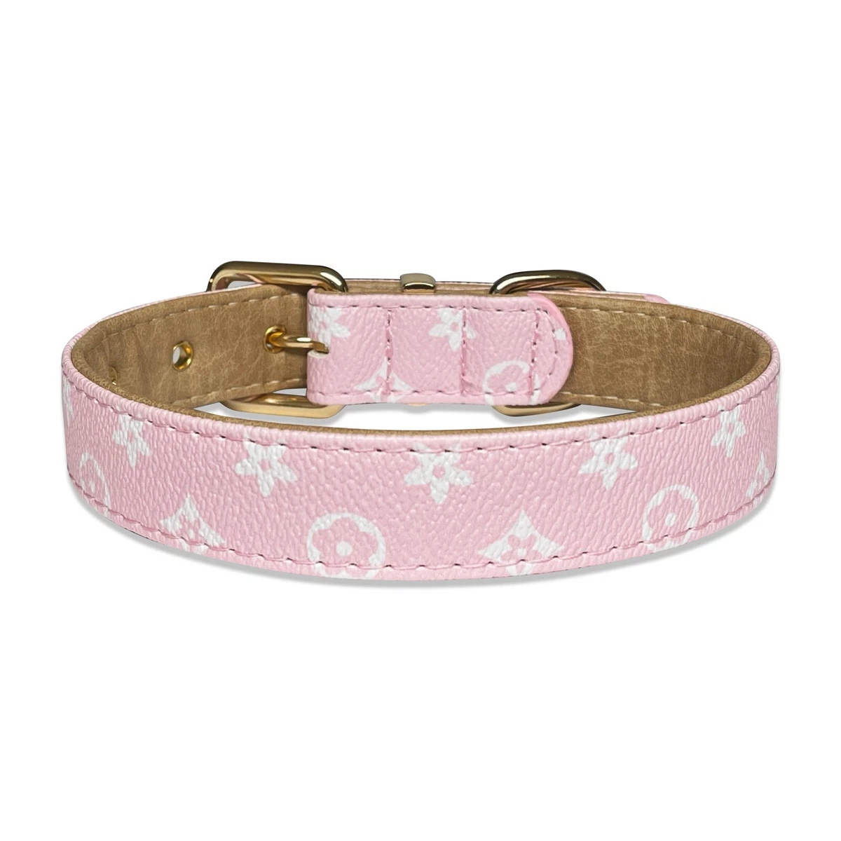 Luxury Designer Pink Monogram Dog Collar In XS, S, M, L, XL