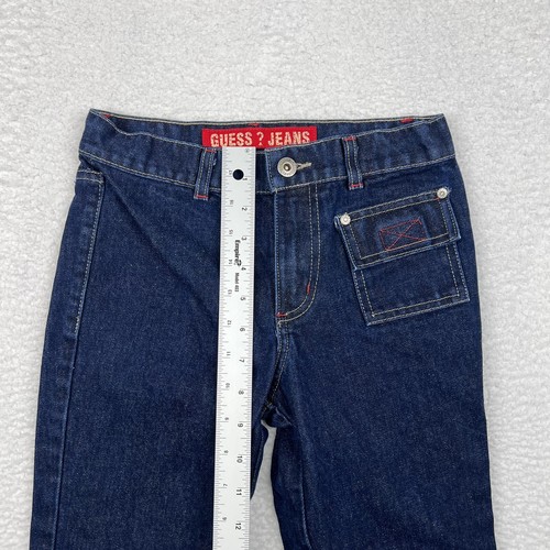 Vintage Guess Jeans Kids 10 Dark Blue Flap Pocket Straight Denim Y2K Made USA - Picture 5 of 12