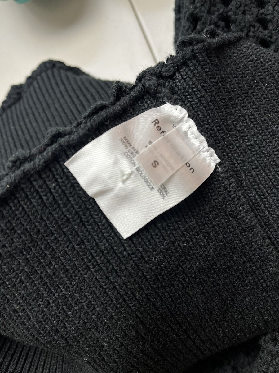 Reformation Erin Sweater Black Cardigan Open Knit Button Small | eBay