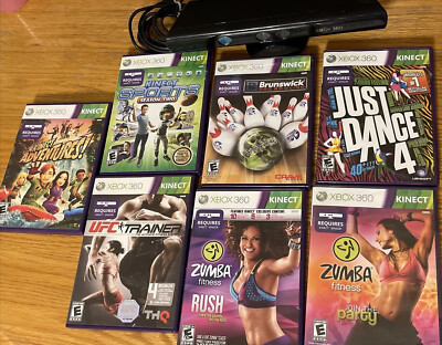 Xbox 360 Kinect sensor 7x Games Lot Just Dance 4 zumba sports bowling Collection