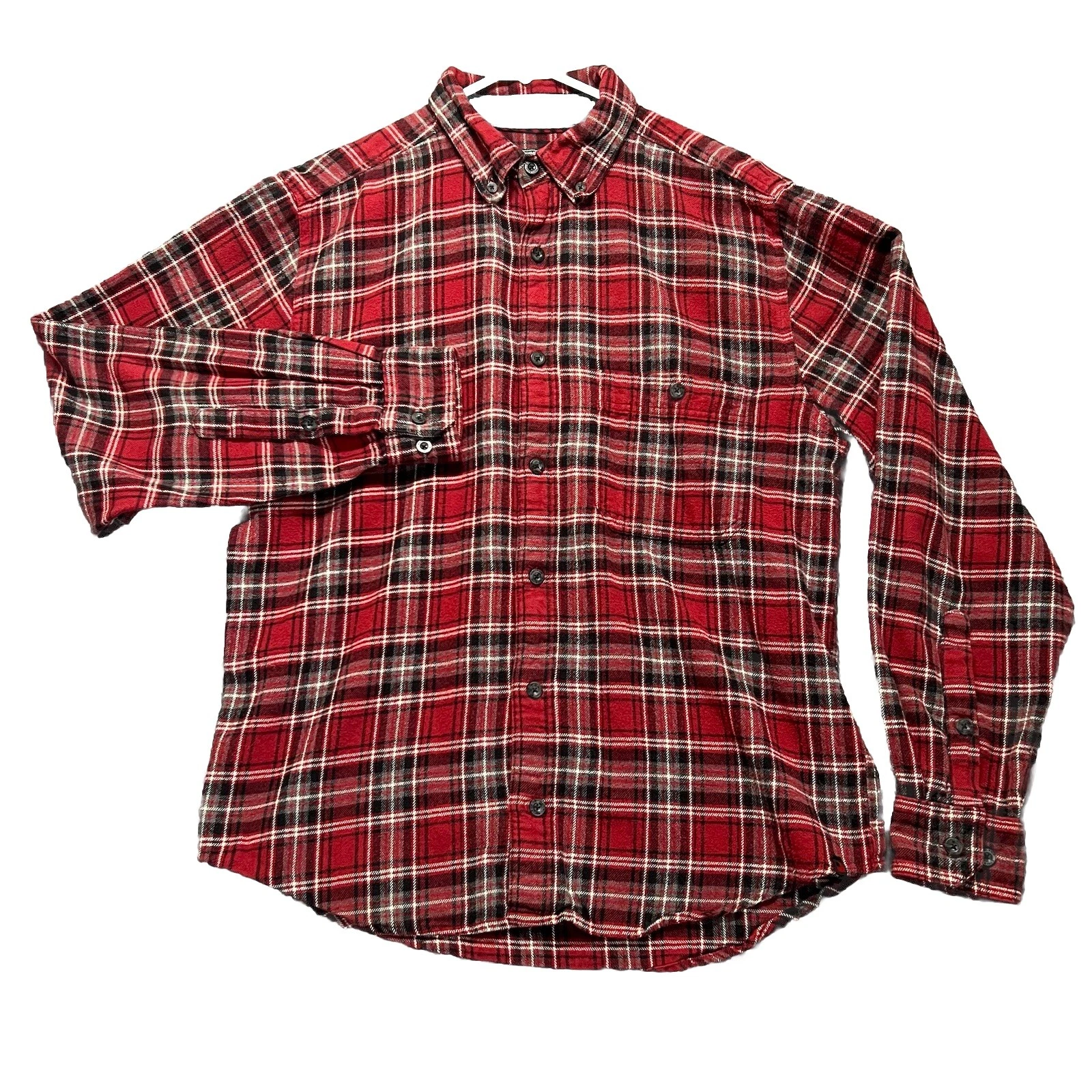 Woolrich Flannel Men’s M Red Button Up Plaid Cotton Lumberjack Buckskin