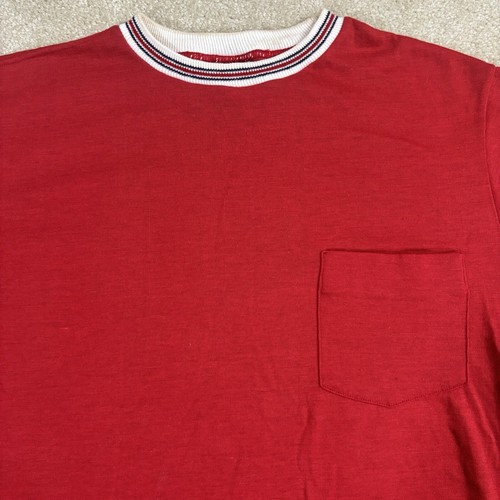 Vintage Red Pocket Ringer T Shirt Unisex Adult S/M Skate Surf Retro Tee Blank