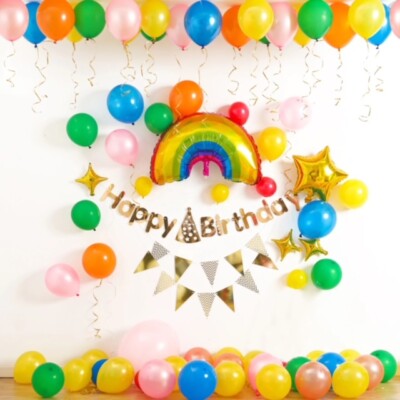 Disco Happy Birthday Regenbogen Rollschuh Obstfolie Ballons Weihnachtsfeier