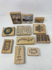 Lot of 11 Wood Mounted Rubber Stamps Mixed Themes; Stampendous 1999 Sold Out
