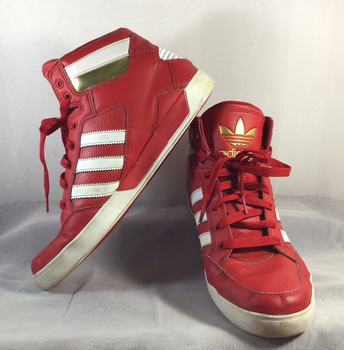 Adidas Men's Sneakers High Top Size 12 Hard Court Red White