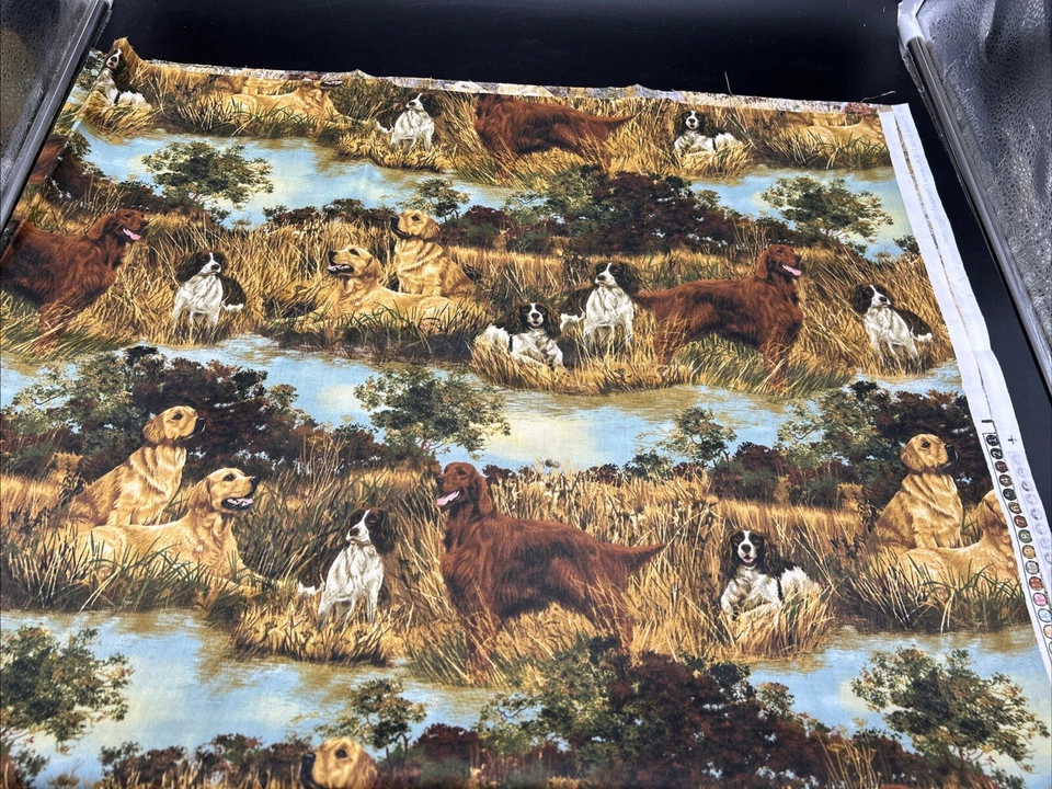 Robert May Cranston Fabric 1 1/2 Yds Panel Pillow Dog Golden Retriever Spaniel - Image 2 of 4