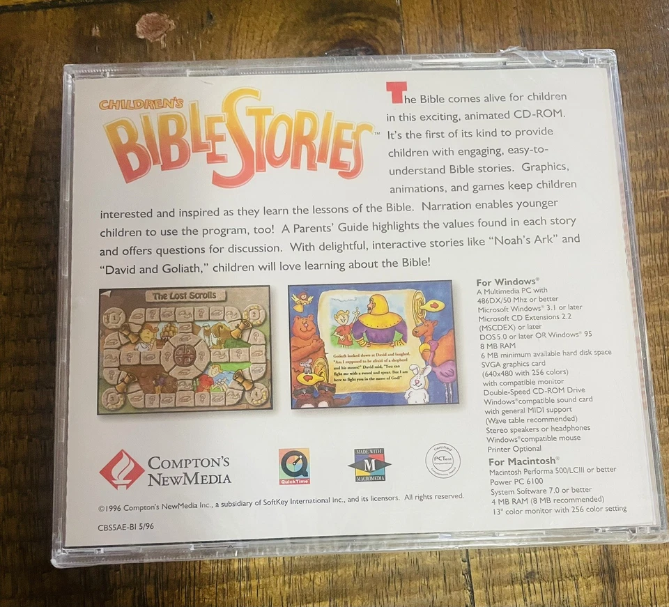 Children’s BIBLE STORIES COMPTONS NEW MEDIA Win/Mac CD-ROM 1996 NEW Sealed - Image 3 of 4