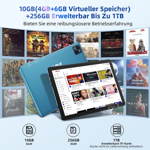 Tablet 10.1" Android 13 10+256GB(1TB TF) Octa-core 7000mAh 5GWiFi Widevine L1 HD - Bild 4 von 14