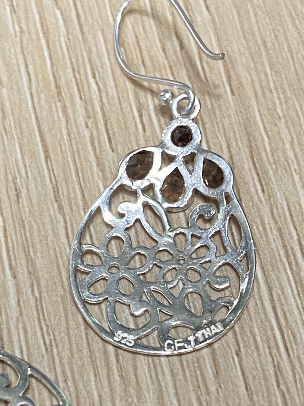 STERLING SILVER 925 HOOK DROP DANGLE EARRINGS - image 3