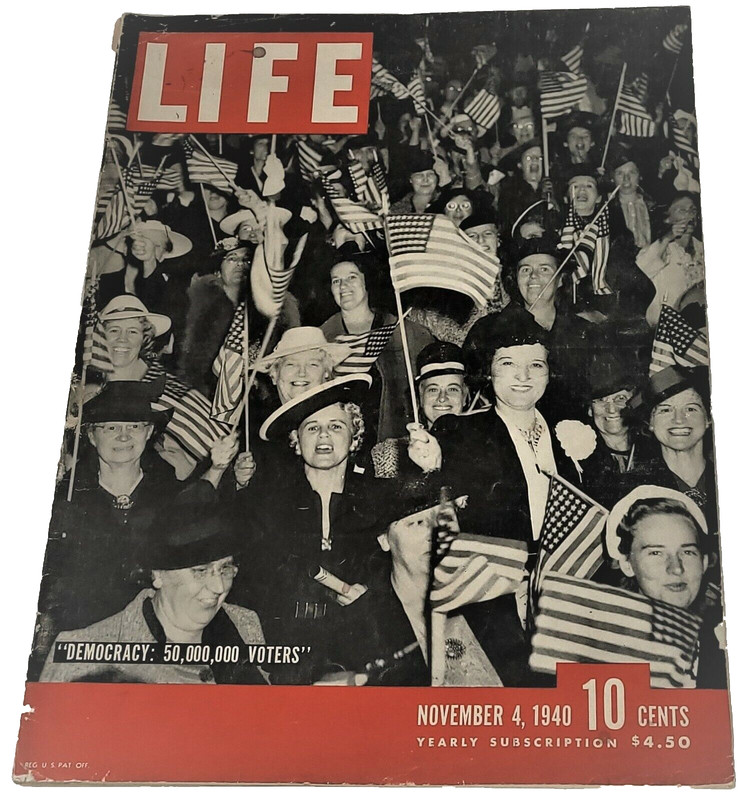 November 4, 1940 LIFE Magazine Retro Ads FREE SHIPPING Nov 11 Roosevelt Wilkie