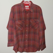 VTG Sears Roebuck Single Needle Tailoring Long Sleeve Button Up Men Size XL Red