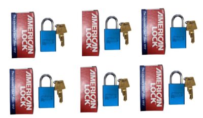 6-PACK American Lock 1100 Series Safety Padlock Lock Blue w/ 2 keys A1105BLU