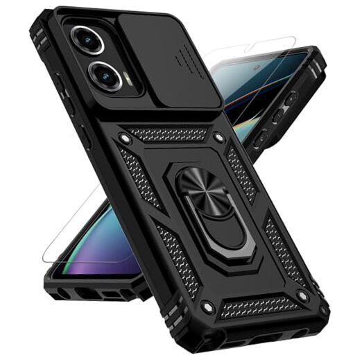 for Motorola Moto G Stylus 5G Black w/ Slide Camera 2nd gen. Military Grade