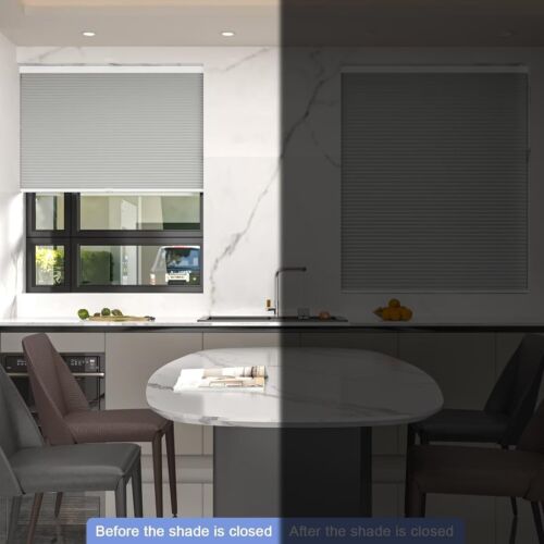 Honeycomb Cellular Blackout Blinds - Noise Reduction, Grey, No Drill Required - Picture 4 of 11