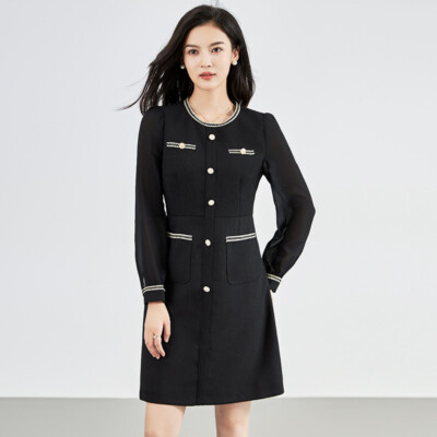knee length dresses for ladies Beige Office Dress for Ladies