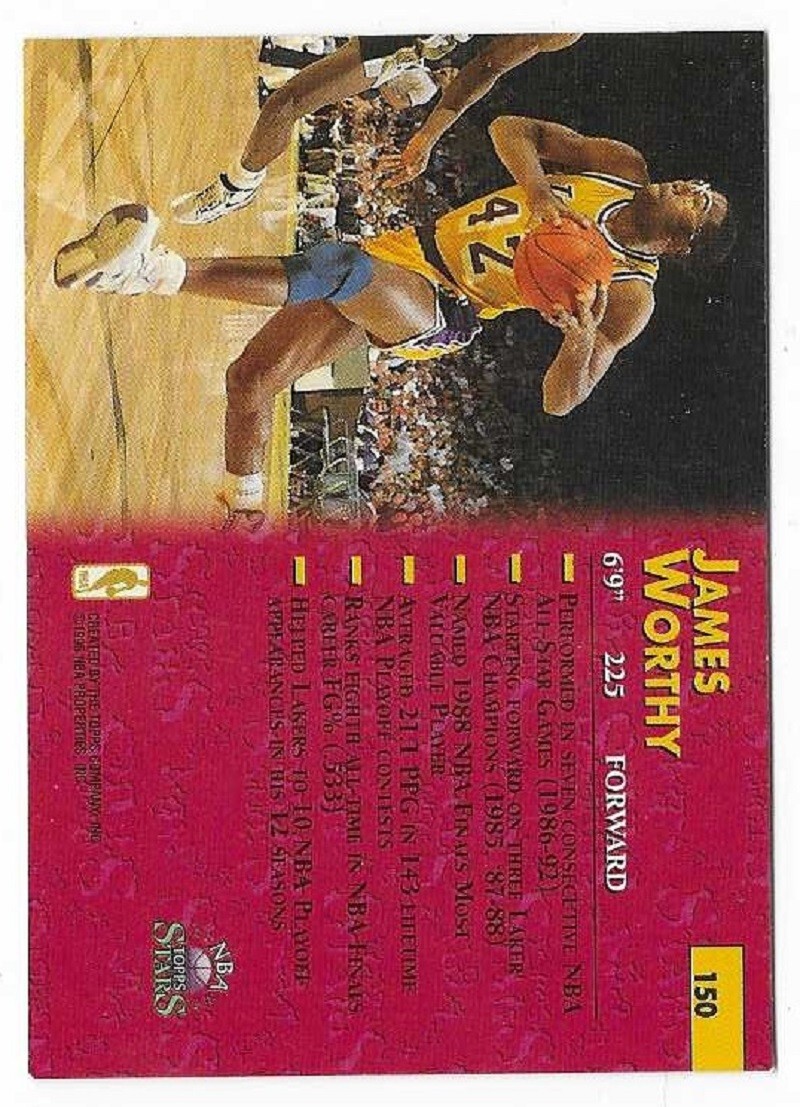 JAMES WORTHY 1996 Topps NBA Stars Basketball # 150 Los Angeles