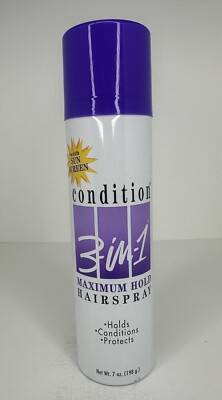 Condition 3-in-1 Maximum Hold Hairspray with Sun Screen 7 OZ, New Can