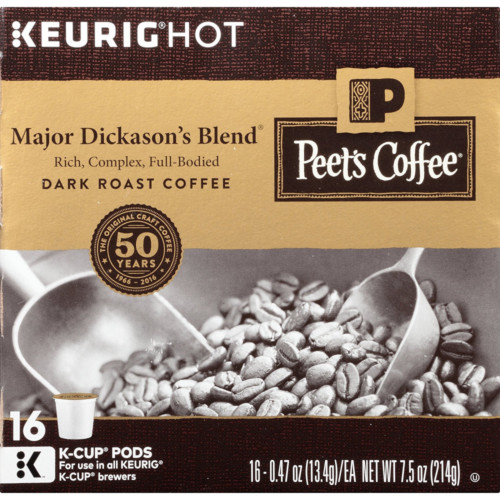 Peet's Coffee Major Dickasons Blend Coffee 16 to 96 Keurig K cups Pick Quantity