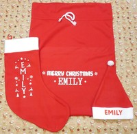 Personalised Stocking , Sack And Hat - Babies / Childrens Christmas Bundle Personalised Stocking , Sack And Hat - Babies / Childrens Christmas Bundle