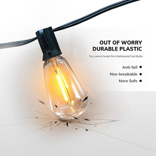 Outdoor String Lights-50ft LED Dimmable ST38 Warm Edison String Lighting - Picture 10 of 24