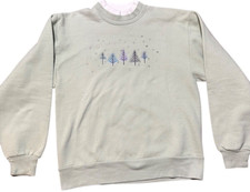 VINTAGE Top Stitch by Morning Sun Women's Sweatshirt Size S Christmas Trees Snow
